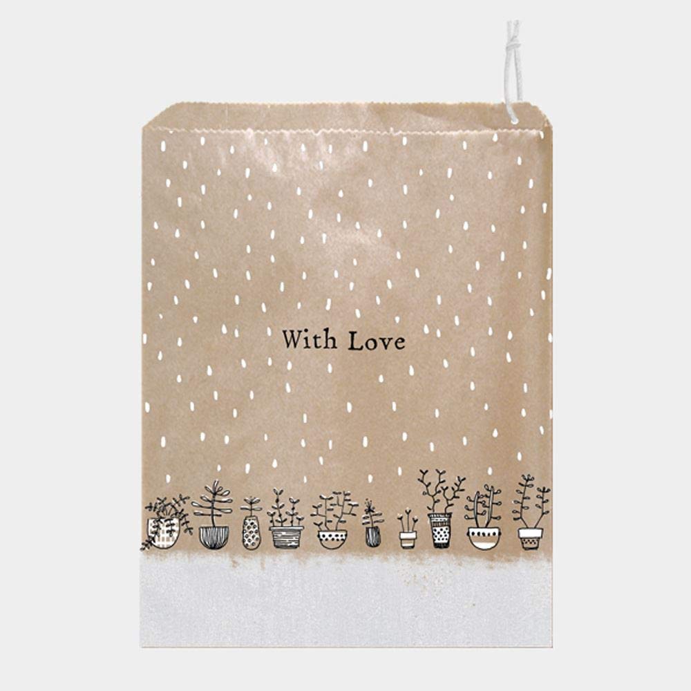 East of India Brown Paper Gift Bags With Love Flower Pots x 50