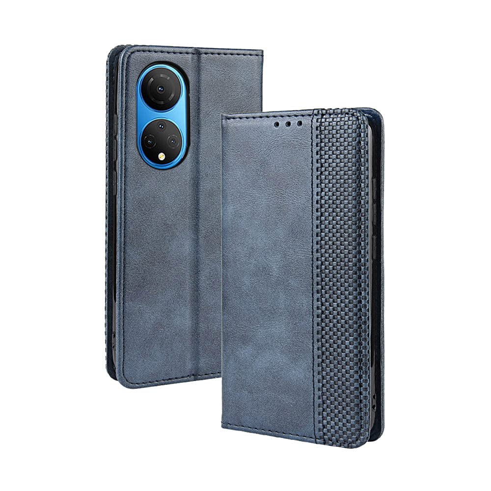 PEIYE Leather Folio Case for Honor X7, Premium Leather Flip Wallet Cover [ TPU Inner Shell ][ Kickstand ][ Card Holder ] -Blue