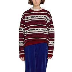 Women Y2K Argyle Striped Pullover Sweater Casual