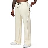 JWM Mens Fleece Baggy Sweatpants Wide Leg Open Bottom Barrel Cotton Sweat Pants Loose Fit Casual Lounge with Drawstring