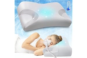 IKSTAR Upgade Cooling CPAP Pillow for Side Sleepers, Pillow for CPAP User - Reduce Air Leak, Hose Tangle, Mask Pressure, Memory Foam Neck Support Nasal Pillow Side, Back, Stomach Sleeper