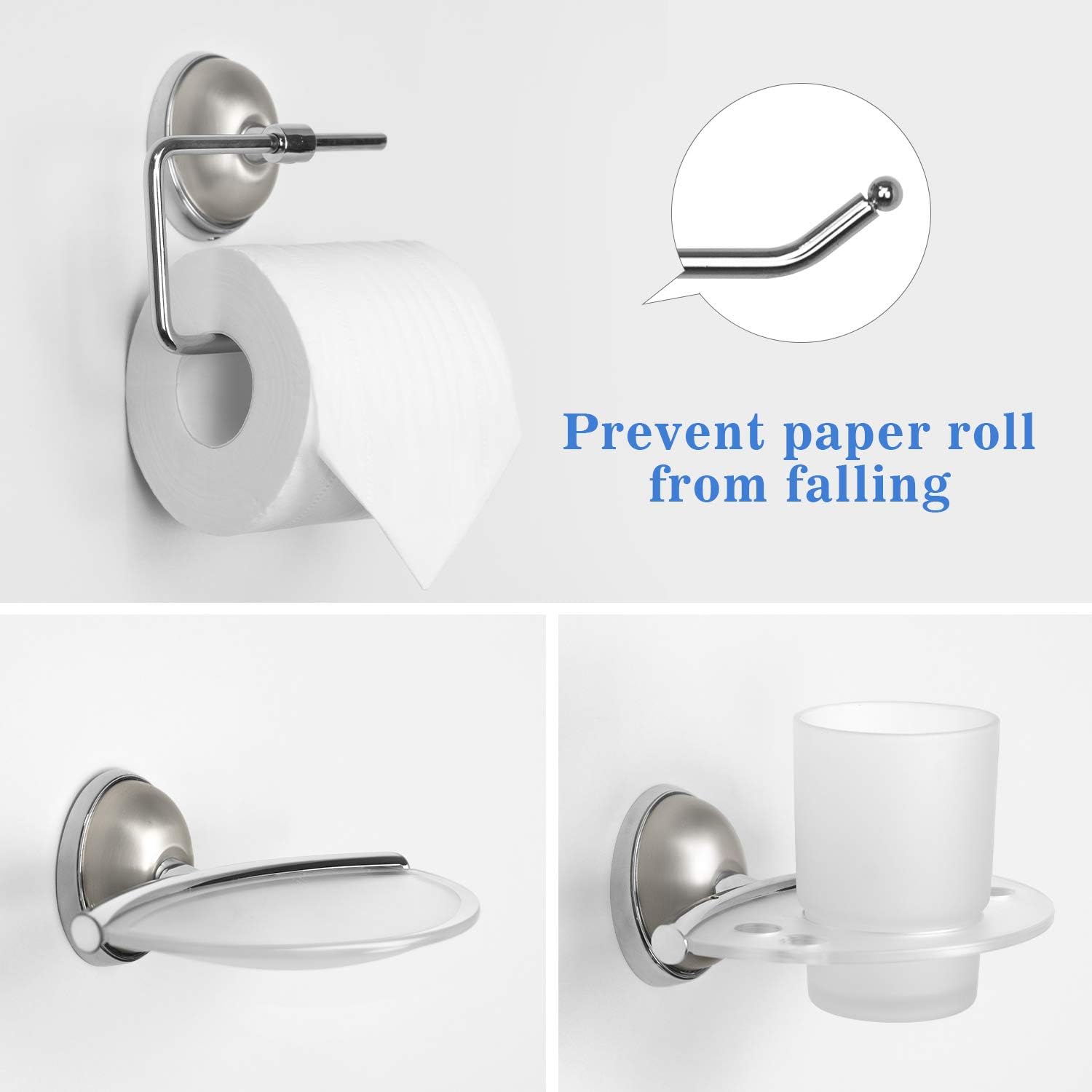 TONIAL Towel Bar Set Bathroom Hardware Set Wall Mounted Towel Holder Set Towel Rack Set for Bathroom 6-Pieces Bath Accessory Kit Nickel Bell Design: Home & Kitchen