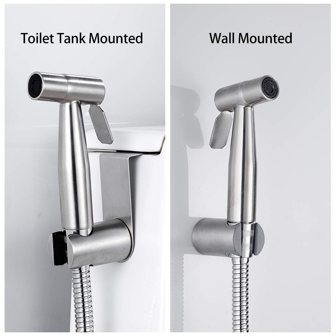 LIKAMU Stainless Steel Handheld Bidet, Bushed Nickle Hand Held Bidet Sprayer Cloth Diaper Sprayer Kits for Toilet, Bathroom, Kitchen