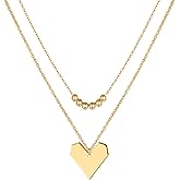 MEVECCO Layered Heart Necklace For Women Pendant Handmade 18k Gold Plated Dainty Gold Charm Choker Layering Necklace Stack Minimalist Handmade Jewelry Set Gift