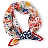 Weximil 100% Mulberry Silk Neck Scarf - 21'' x 21'' Lightweight Neckerchief - Women Men Small Square Digital Printed Scarves