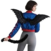 JenPen 3 Pcs Halloween Wizard Party Costume Set Black Feather Wing Witch Headband Tail for Men Women Halloween Cosplay Accessories Props