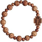 Rosary Bracelet Rose Carved Jujube Wood 10mm