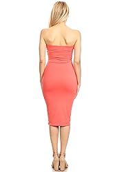 Solid Casual Lined Tube Top Body-Con Fit Midi