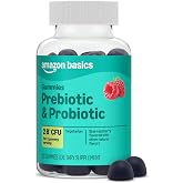 Amazon Basics Prebiotic &amp; Probiotic Gummies, 2 Billion CFU, Blue Raspberry, 50 Count (2 per Serving), Packaging May Vary