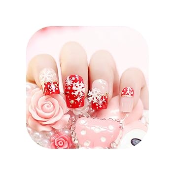 Amazon Com 24pcs Acrylic Nail Tips For Children Kids False Nails Faux Ongles Lovely Brown Bear Fake Nails Clear French Nails F010 Beauty