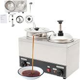 Cheese Dispenser Warmer with Pump, 2L+4L Stainless Steel Countertop Dual Pot Electric Nacho Cheese Dispenser Adjustable Temp 86-230℉ for Melting Chocolate, Butter, Caramel, Chili, Snack Bars