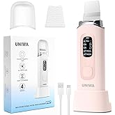UNIWA Skin Scrubber Face Spatula, Skin Scrubber Pore Cleaner Blackhead Remover Tool for Deep Facial Cleansing - 4 Modes, Face Spatula with USB Charger, LCD Display, IPX7 Waterproof -Pink