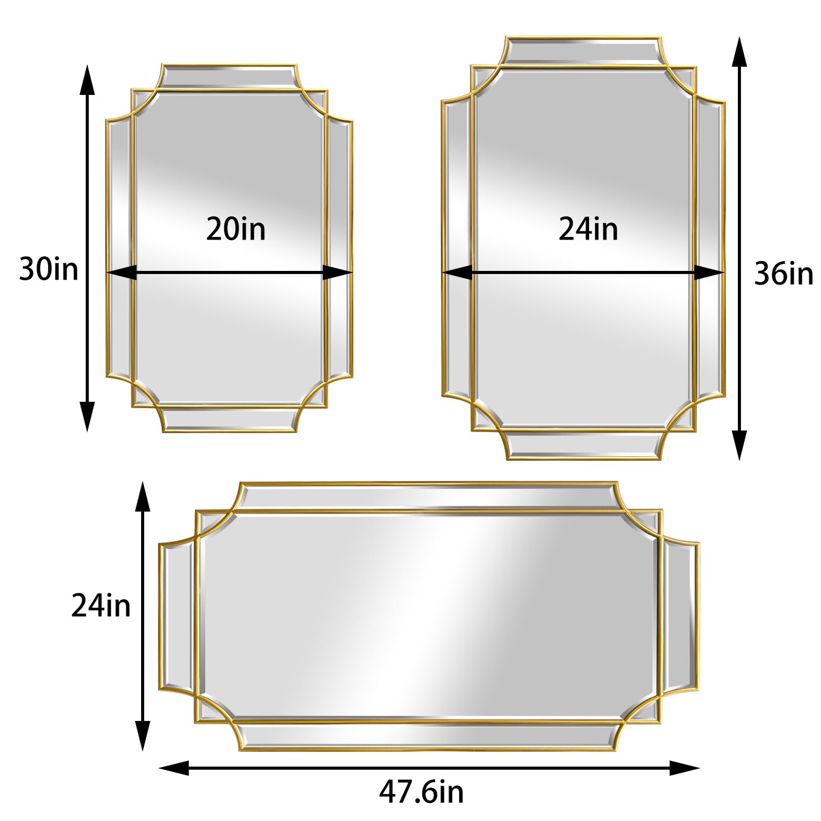 womilous Gold Beveled Mirror - Irregular Wall Mirrors Decorative 24