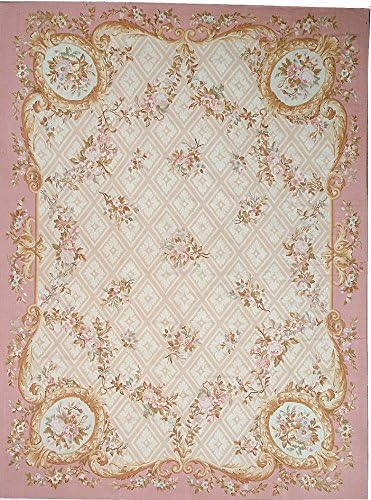 Pasargad Aubusson Hand-Woven New Zealand Wool Area Rug- 9' 0" X 12' 0"