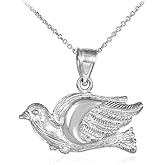 Animal Kingdom 925 Sterling Silver Flying Dove Pendant Necklace