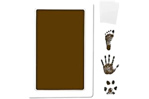 REIGNDROP Inkless Large Clean Touch Ink Pad Kit for Baby Footprint, Handprint & Pet Paw Print - No Ink Mess, Clear Print, Smudge Resistant, Long Lasting, Baby Safe, Includes 2 Cardstock(Clean-Touch - Brown)