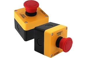 KEYMOO 2 Packs Emergency Stop Push Button Switch,10A 660V 1NC with Waterproof Box IP65, 2pcs PG13.5 Black Connectors