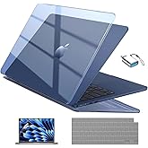 EooCoo Compatible with MacBook Air 13 inch Case 2026 2025-2022 M4 M3 M2 Model A3240 A3113 A2681, Mac Air 13.6 inch Clear Hard Shell & Keyboard Cover & Screen Film & Type-C, Crystal Midnight