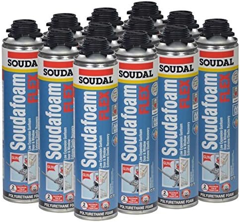 Soudal Soudafoam Flex, Highly Elastic, Extreme Temperature, Minimal Pressure Pro Gun Foam, 24 oz, Case of 12