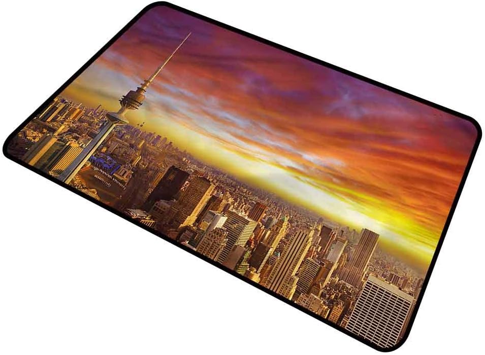 shirlyhome Funny Doormat Sky for Front Door Kuwait Cityscape Sunset Rectangle 24"x35"