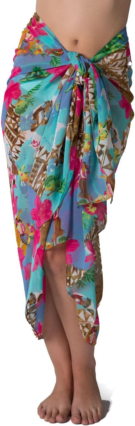 Swimsuit Sarong Cover up in Hawaiian Luau Print