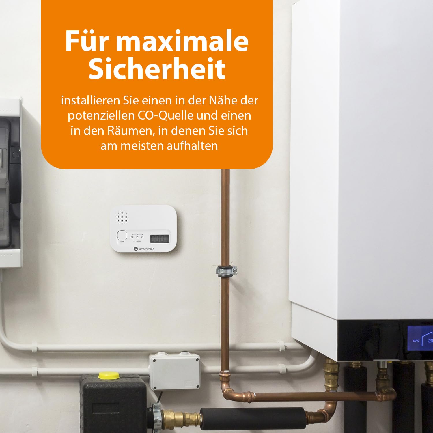 Smartwares Kohlenmonoxid melder, 10 Jahre Sensor, 1.5 Testsieger Wertung, mit Display und Testknopf - FGA-13041 7