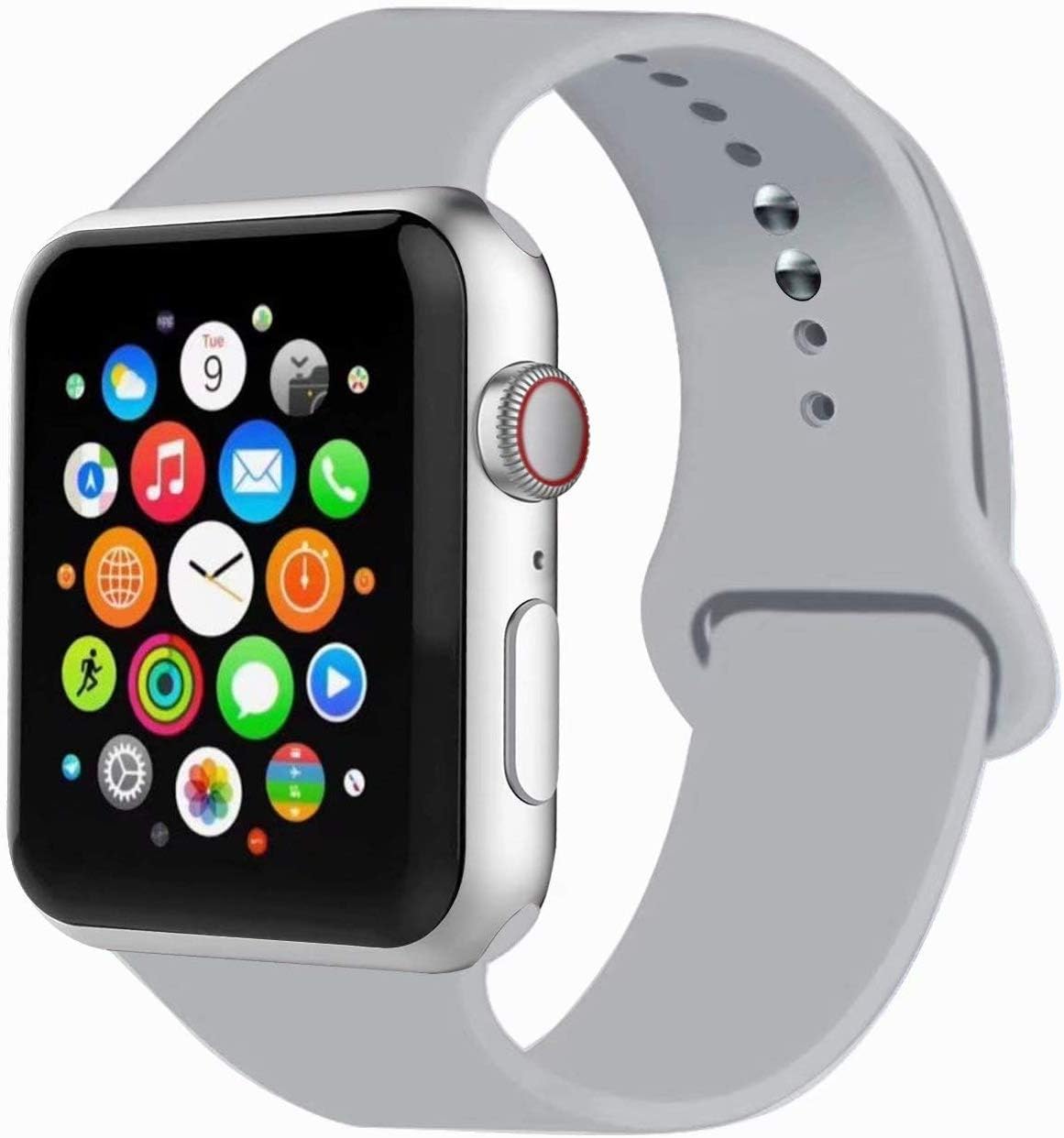 Oboe 38/40mm Silicone Smart Sport Watch Band 2 Pins Design Breathable Strap Compatible with Apple Watch iWatch Series 5/4/3/2/1 (Cloudy Grey)