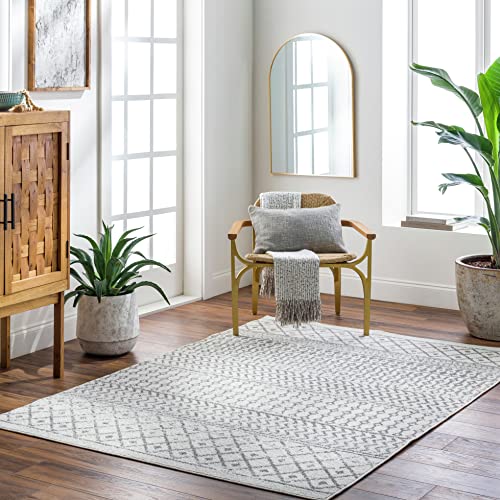 Livabliss Chester Boho Moroccan Area Rug, 3′ x 5′, Cream/Charcoal