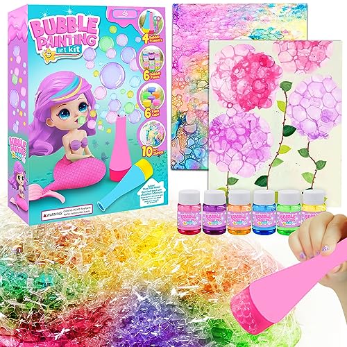 Crafts for Kids Ages 4-8 - Bubble Painting Kit - DIY Arts & Crafts Supplies Christmas Crafts Stocking Stuffers Birthday Valentines Gifts for Girls Boys 3-5 6-8 8-12 Toddler Kids Activities Toys