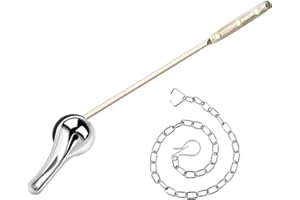 Opzour Toilet Handle Replacement Kit, Toilet Flush Handle with Stainless Steel Flapper Chains, Universal Toilet Lever for Most Front Mount Toilets, Chrome Finish Toilet Flush Lever