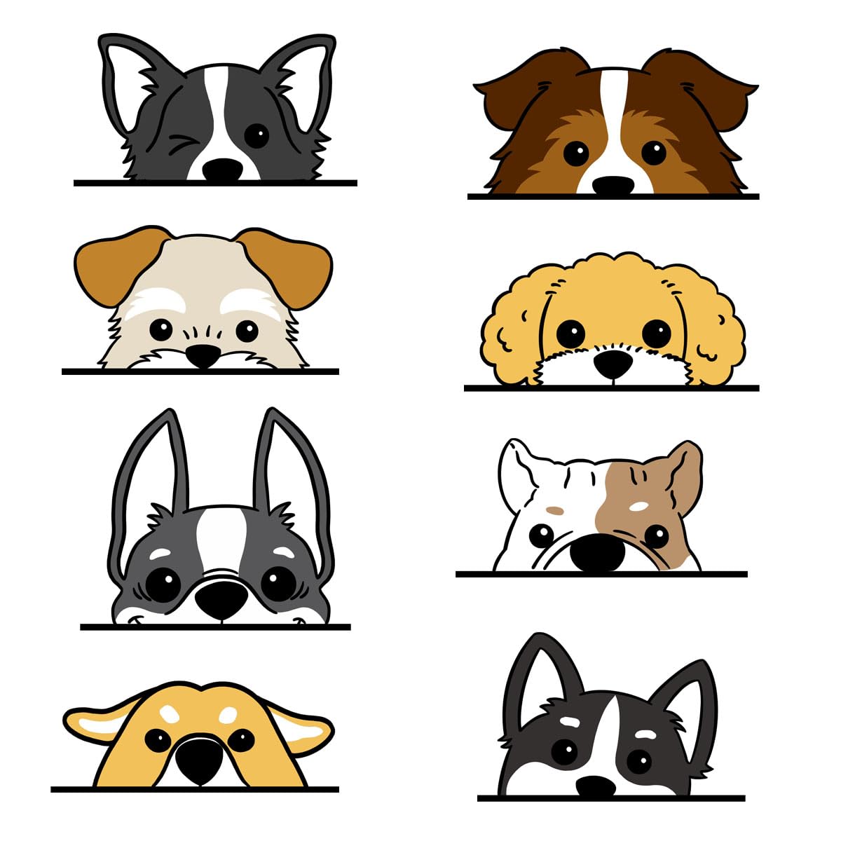 Buer Homie 3D 8 Funny Dog Wall Stickers for Bedrooms, Wall Decals, Puppy Stickers Vinyl Decor
