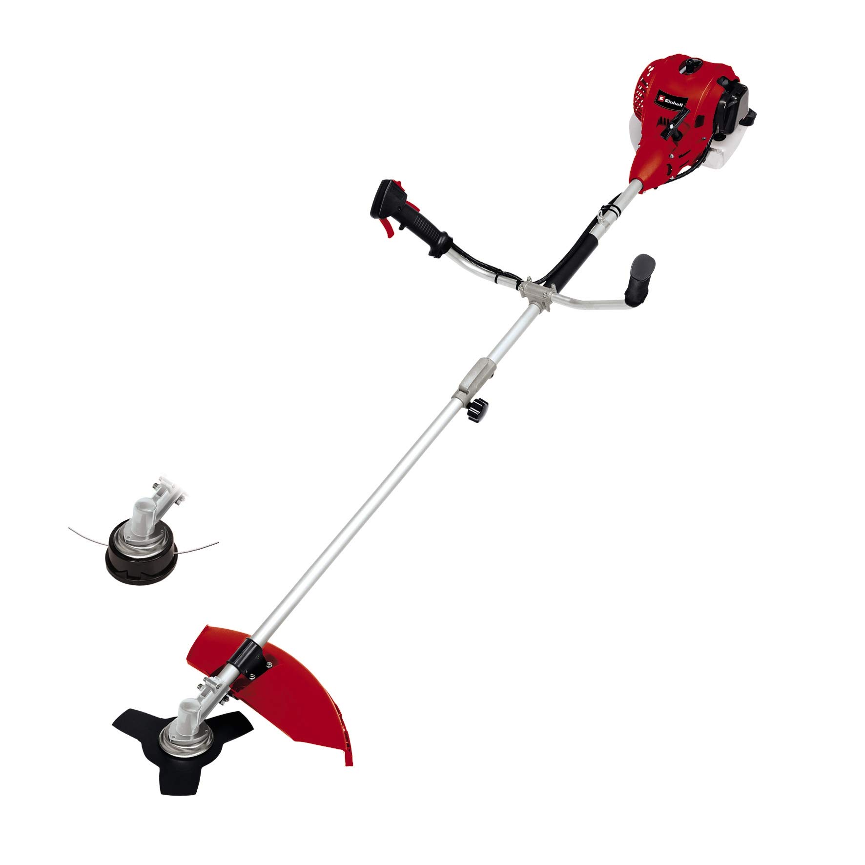 Einhell GC-BC 25/1 I AS Petrol Brush Cutter -- Powerful 600W 2-in-1 Grass Trimmer and Scythe, 2-Stoke Engine, Metal Blades, 230/420mm Cutting Width, Bump Fed Spool -- Petrol Strimmer With Harness