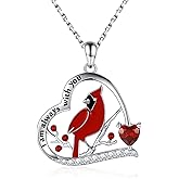 Red Cardinal Necklace 925 Sterling Silver I am Always With You Memorial Pendant Jewelry Gifts for Women