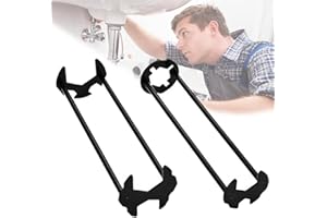 AEWRTET 2 Pcs Four-jaw Hex Wrench, Basin Wrench Set,Tight Spaces Maintenance Installation Removal Faucet Tools, for Kitchen Bathroom Screws & Threads, Incompatible for Moen, Kohler, MasterFlow, Non-generic