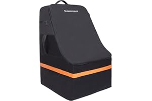 Clearworld Large Car Seat Travel Bag for Airplane - Backpack Cover With Padded Adjustable Shoulder Strap, Airport Gate Check Bag, Fits Infant Carriers & Booster, Black