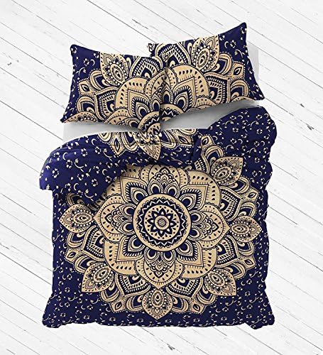 KD CRAFTS NEW Full Indian Medallion Queen Size Cotton Doona Duvet Cover Set Hippie Bohemian Mandala Blanket Quilt Cover Bedspread Bedding Comforter Cover With Pillow Covers
