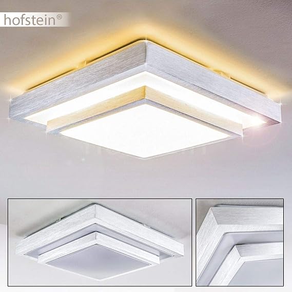 Lámpara de techo LED Sora 37,5cm acero cepillado - 1x LED 24W IP44