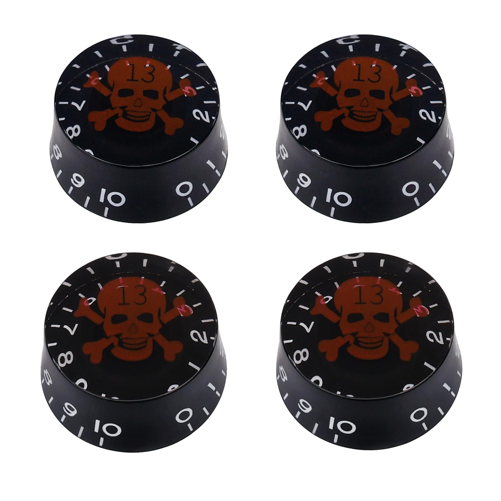 Banworks Electric Guitar Control Knobs 2 Tone + 2 Volume Knobs Speed Knobs Top Hat Metric 6mm (15/64") 18-Spline for Epiphone Les Paul SG Style Electric Guitars Pack of 4 JT/XN-02 Black Red Pattern