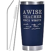 EchoMaven Gifts for Teacher, Thank You Teacher Gifts for Men, Birthday Christmas for Male Educators - Middle, High School, College, 20 oz Stainless Steel Insulated Tumbler with Lid Straws