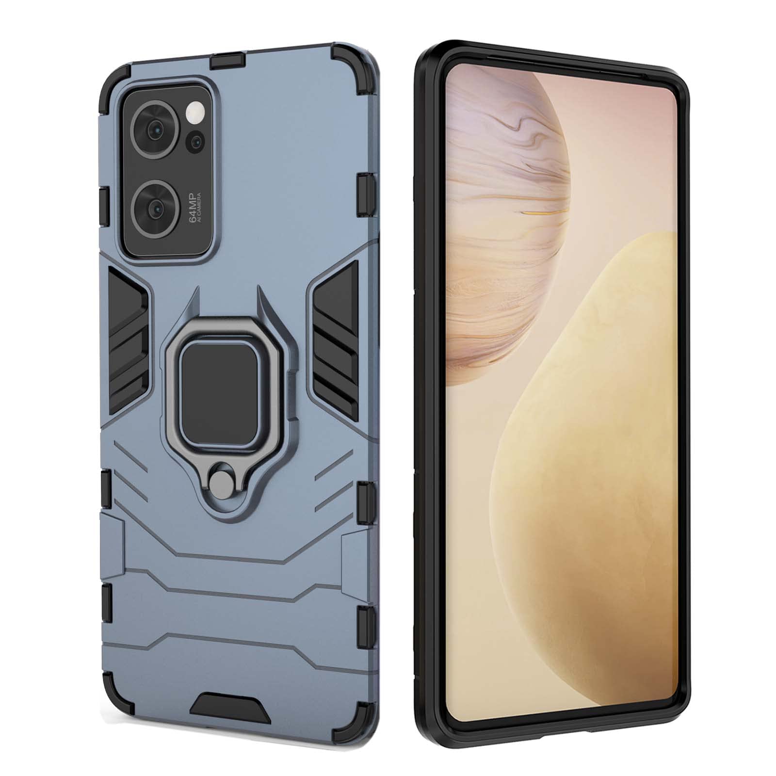 ILING Case for Oppo Find X5 Lite Armor Cover with Ring Holder (Blue)