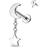 Agrewd Hidden Helix Earrings G23 Solid Titanium Cartilage Earrings Stud 16G Internally Threaded Helix Tragus Piercing Jewelry Jewelry Dangle