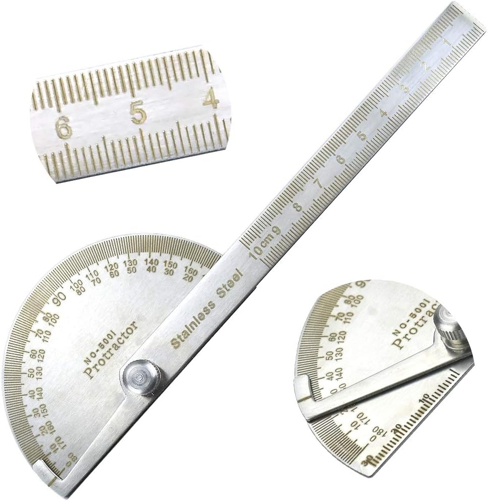 Rapporteur D'angle En Acier Inoxydable 0-180° – Règle 140 Mm, Vis De Blocage, Pour Bricolage, Menuiserie