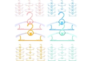 MJRASG Baby Hangers for Nursery Closet 40 Pack Plastic Kids Clothes Hanger Space Saving Non Slip Extendable Toddler 11-14” Adjustable Hangers Heavy Duty Clothing Infant Hanger Bulk, Mixed Color
