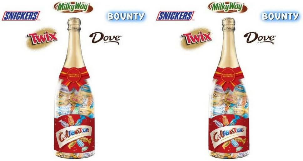 MARS CELEBRATIONS Chocolate Variety Mix Christmas Candy Bars in a 21-Ounce Champagne 2Bottles