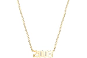 Glimmerst Birthday Year Necklace, 18K Gold Plated Stainless Steel Birth Year Number Pendant Necklace Memorable Anniversary Jewelry for Women Girls