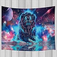 KOTOM Fantasy Decor Tapestry Universe Galaxy Lion Wall Art Hanging for Bedroom Living Room Dorm 71X60Inches Wall Blankets