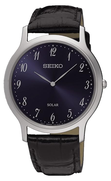 Seiko Herren Analog Solar Uhr mit Leder Armband SUP861P1