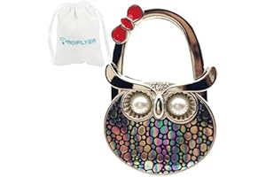 ROFLYER Night Owl Style Butterfly Pattern Design Shoulder Handbag Hangers Folding Purse Holder Bag Hooks, with Velvet Pouch (Colorful Dots)