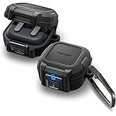 Spigen Lock Fit Designed for Galaxy Buds On / 4 Pro / 4 Case (2026) | Secure Locking Clip, Dual-Layer Protection, Included Carabiner, Wireless Charging Compatible - Matte Black