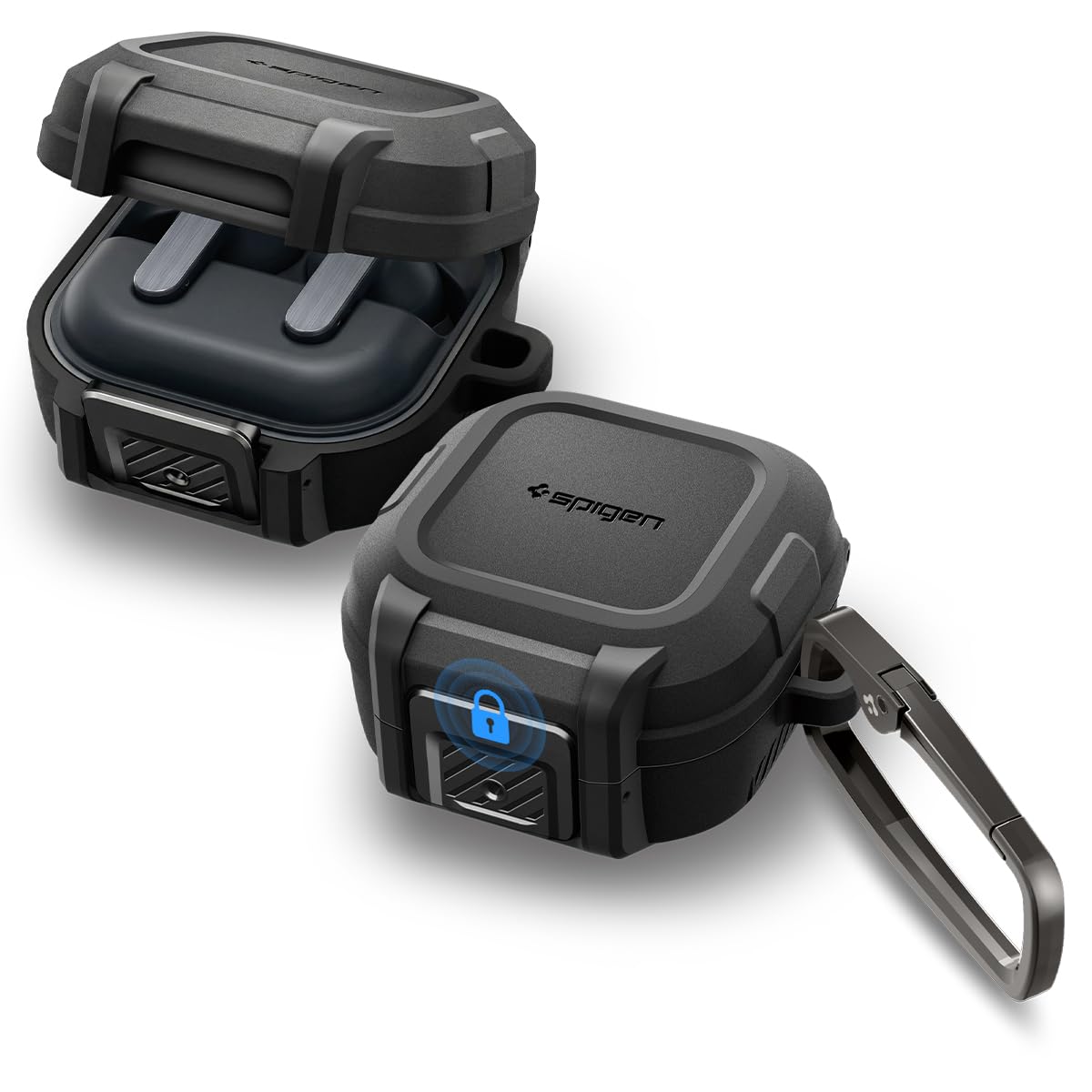 Spigen para Samsung Galaxy Buds 4 Pro Case, Galaxy Buds 4 Case (2026) Funda protectora contra caídas con protección de bloqueo seguro - Negro mate